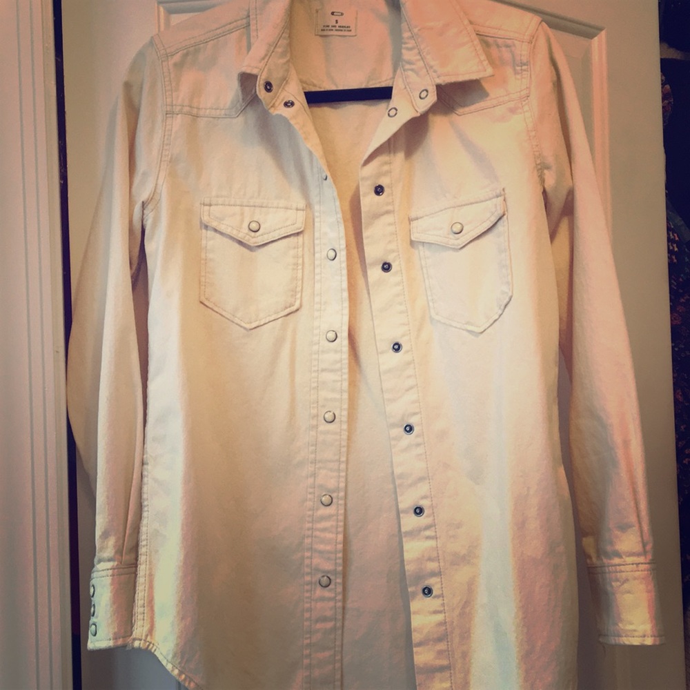 Pins + Needles beige cotton button down